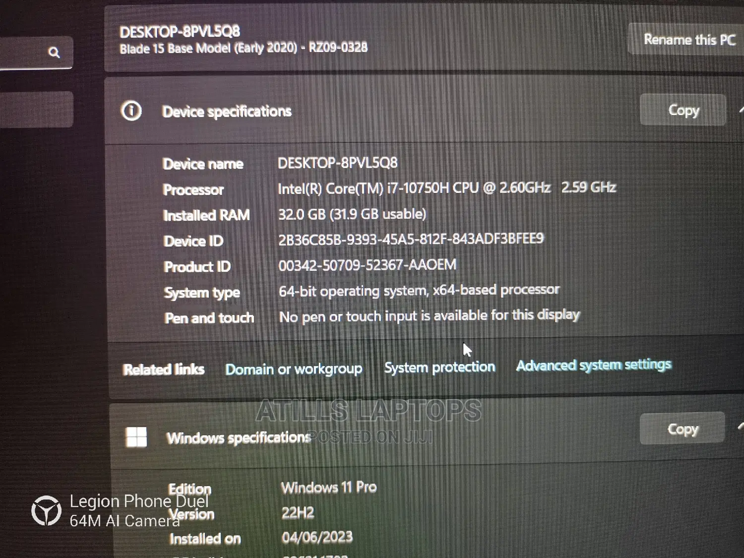 Laptop Razer Blade Pro 32GB Intel Core I7 SSD 512GB
