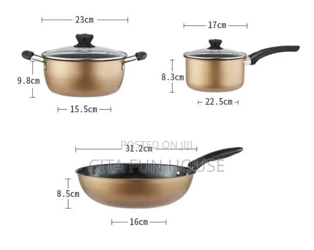 3pcs Non Stick Stainless Steel Cookware