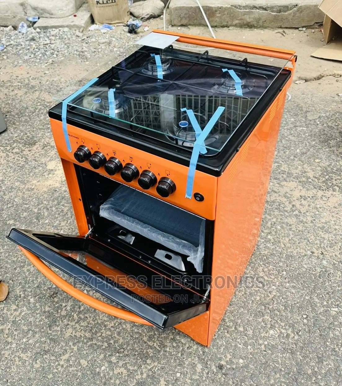 50/50 Gas Top Cooker Oven Inbuilt Light Orange Color 4b