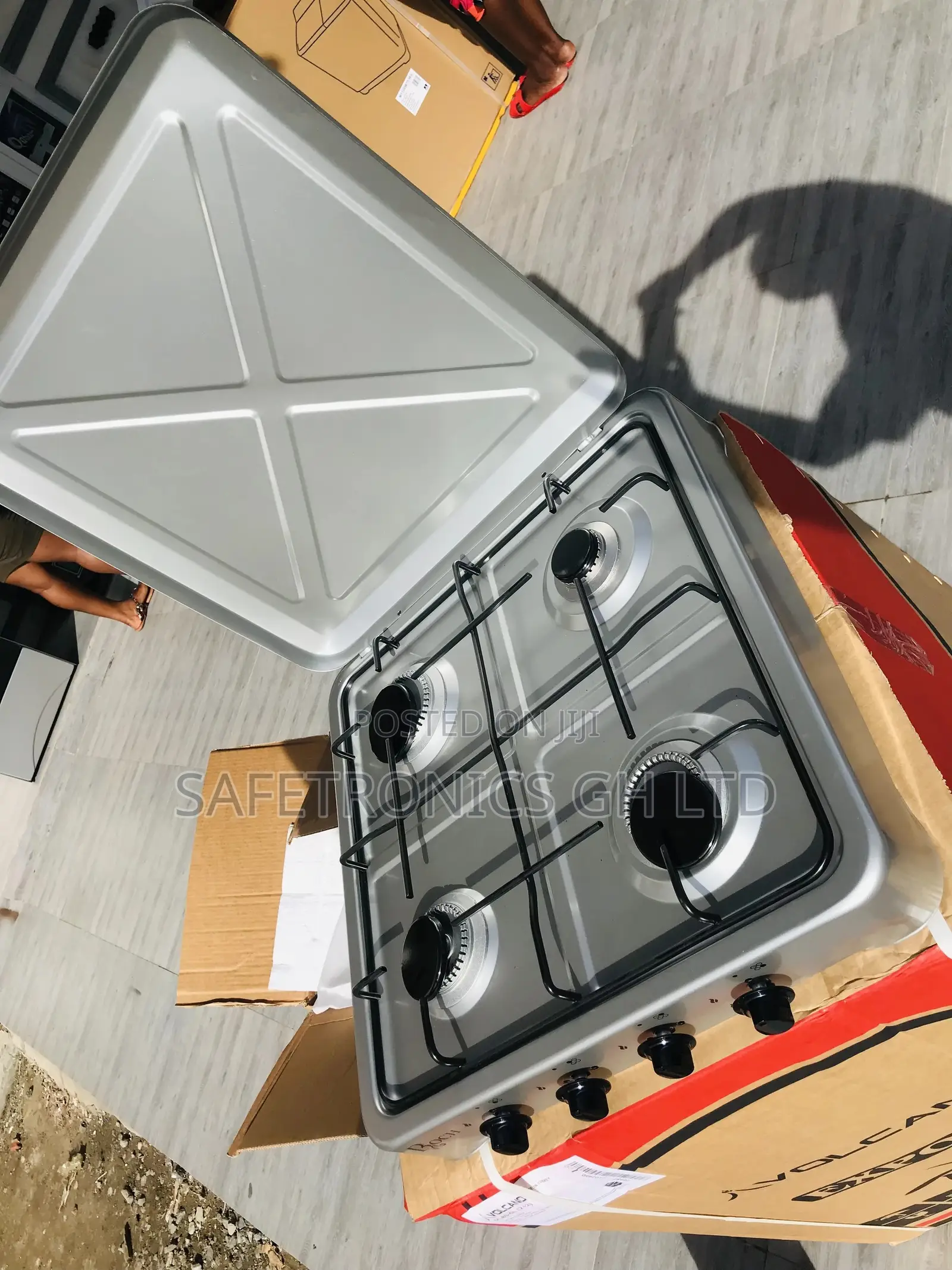 Metallic Gray 4 Gas Burner Volcano Tabletop 