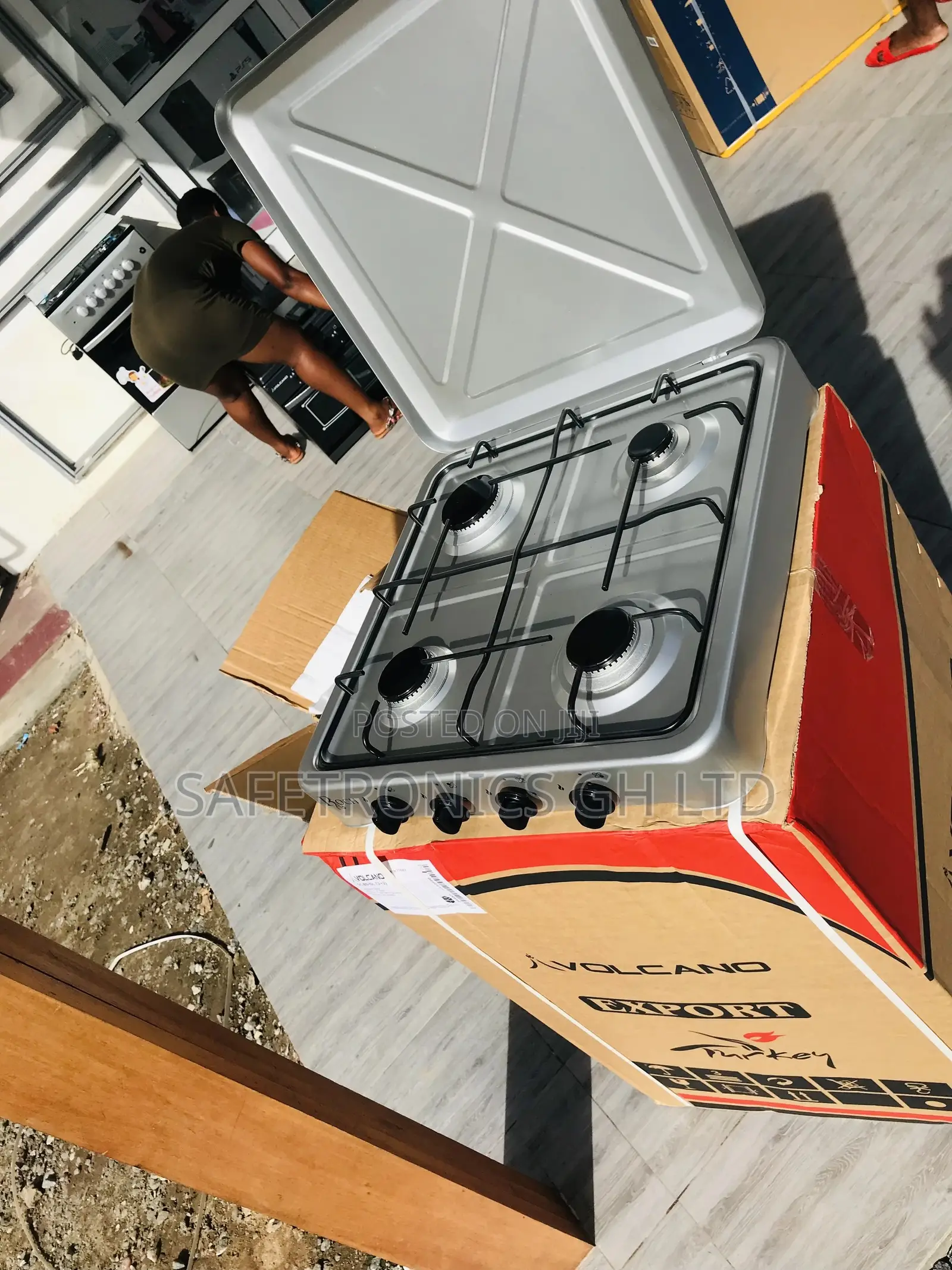 Volcano 4 Gas Stove Tabletop Metallic Gray 