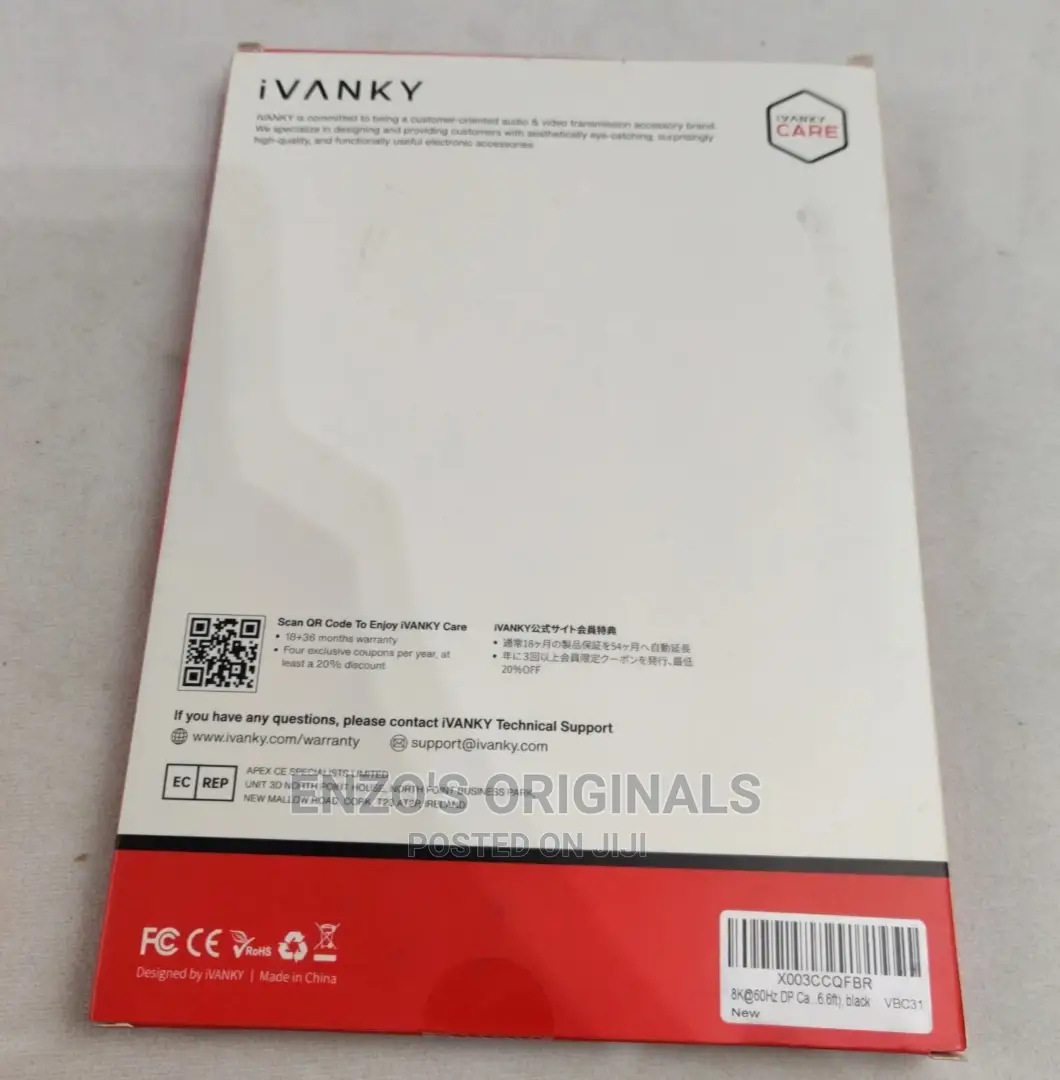 Display Port 1.4 Cable 8kay at 60hz 4kay at 144hz Ivanky 6.6ft 2M