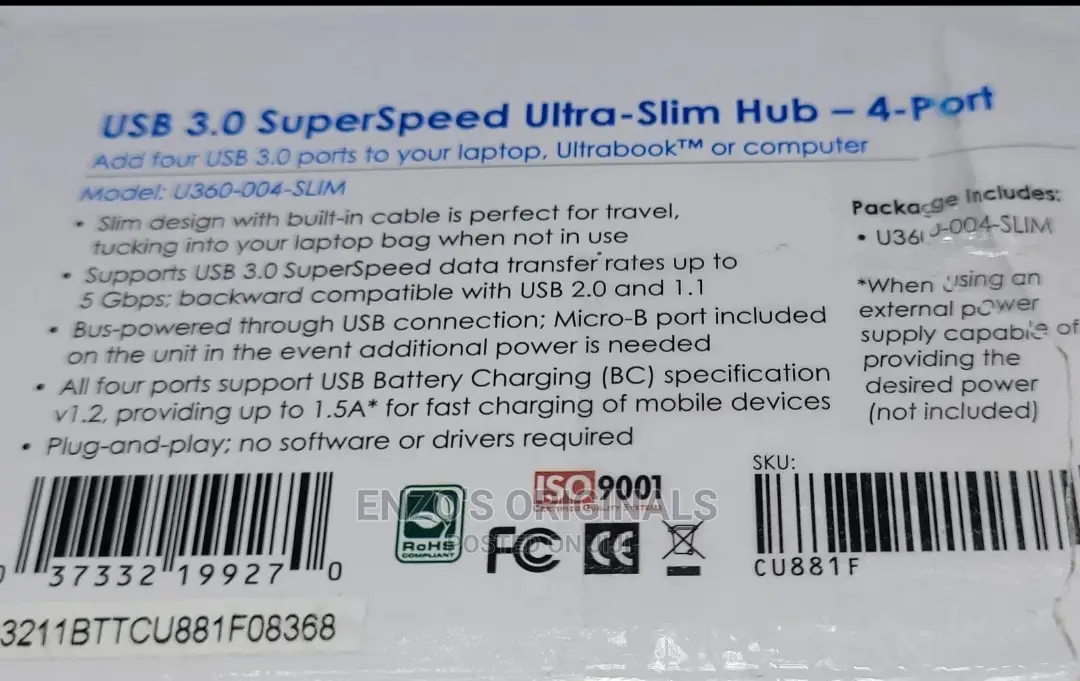USB 3.0 Hub Super Speed Ultra Slim 4 Port Powered Original