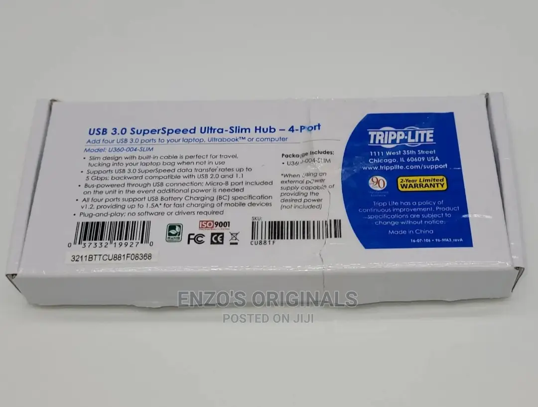 USB 3.0 Hub Super Speed Ultra Slim 4 Port Powered Original