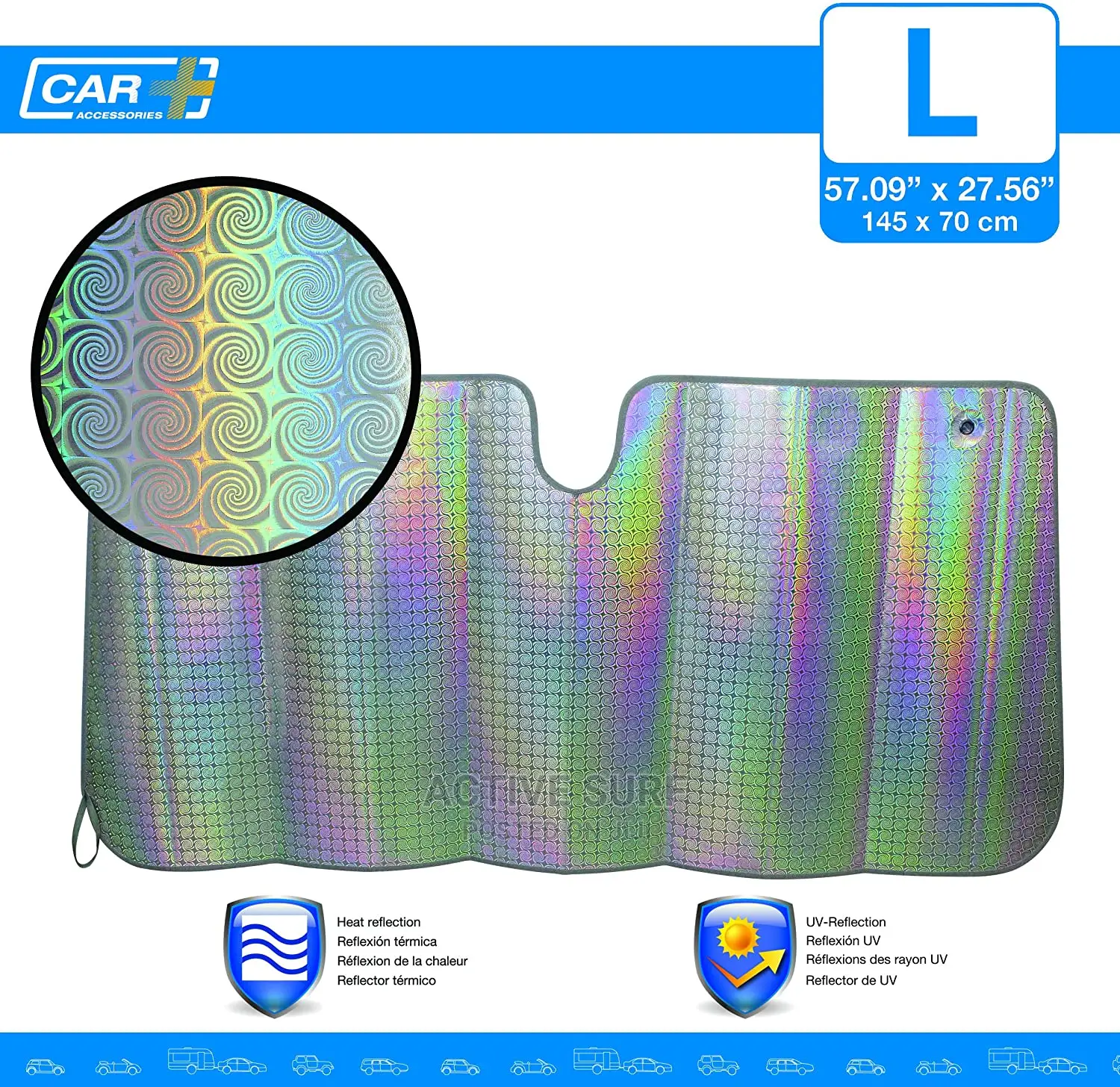 Vehicle Sunshield UV Protector. Keeps Interior Cool Always.