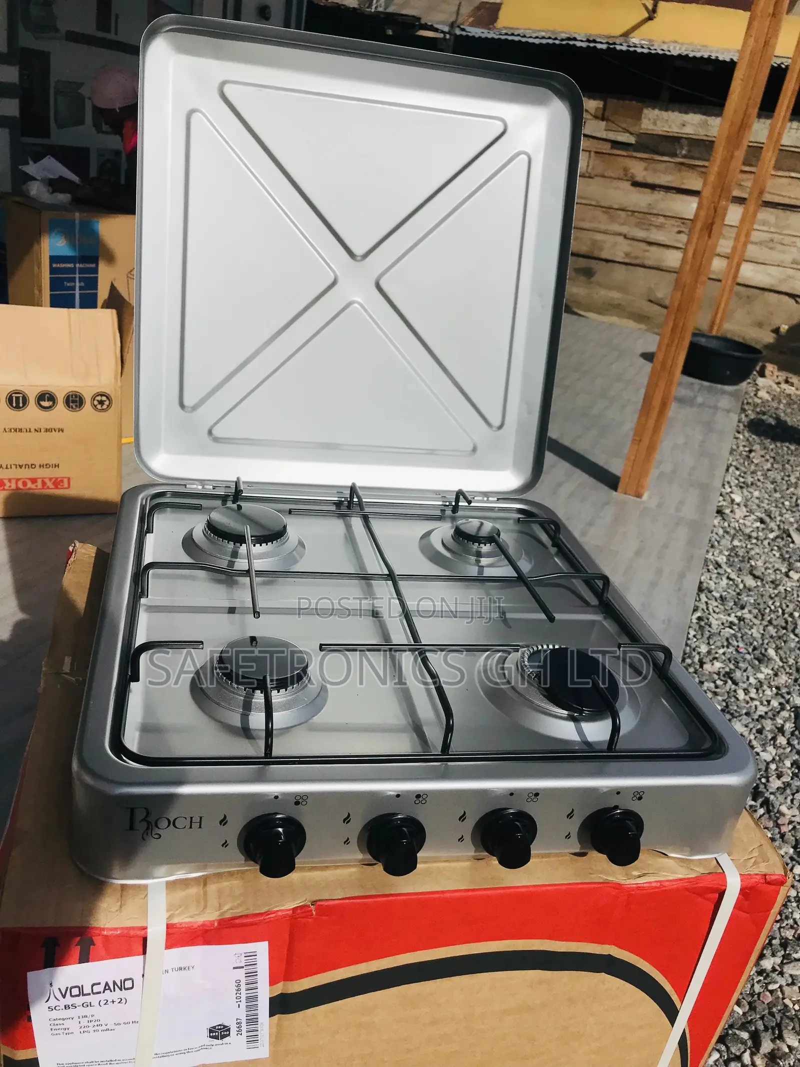 Tabletop Metallic Gray Durable 4 Gas Stove Burner Cooker 