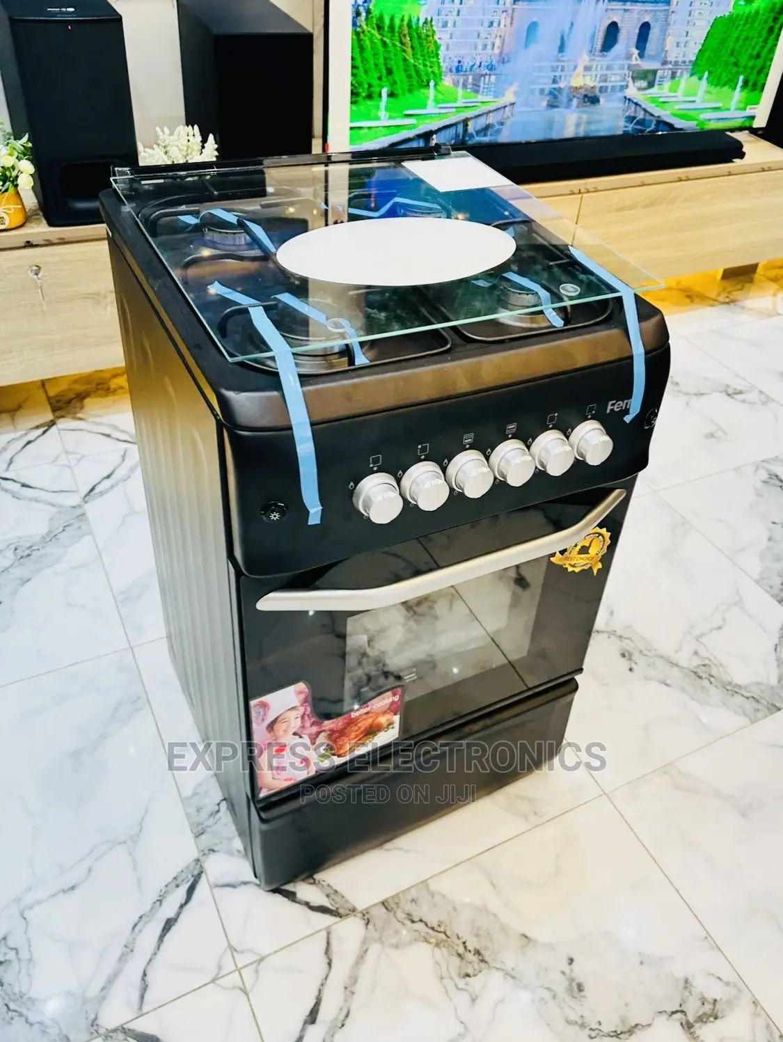 50/55 Gas Cooker Rotisserie 4burner Stand Up Stove Black