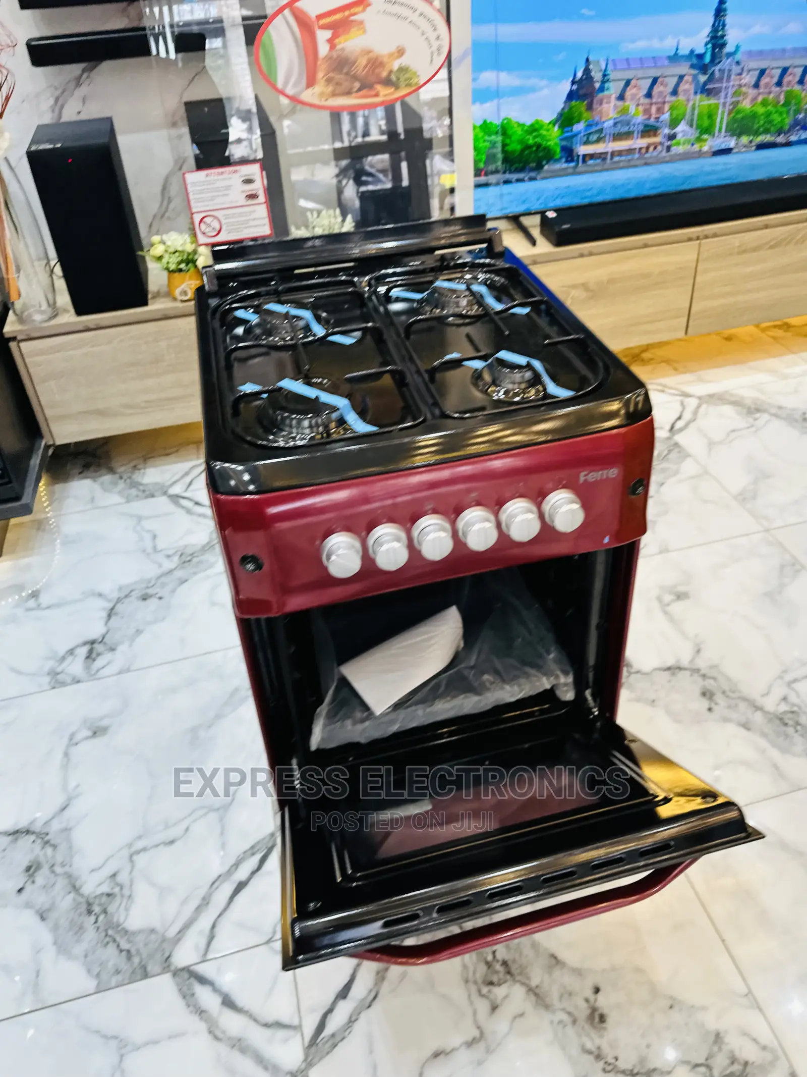 Red Gas Cooker Rotisserie 4burner Ferre Stove 50/55
