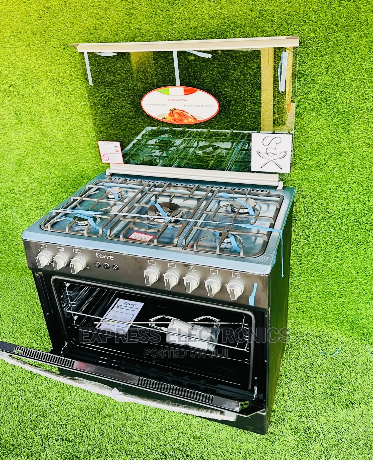 High Quality Stainless Steel Black 5burner Gas Cooker Oven