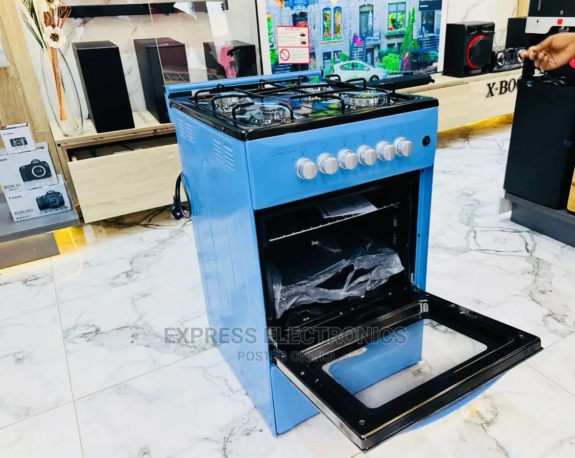 Blue Paint Body Finish Gas Cooker Inbuilt Lamp 4burner
