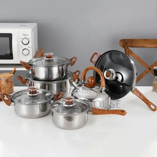 12pcs Stainless Steel + Kettle Cookware Set