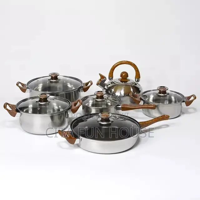 12pcs Stainless Steel + Kettle Cookware Set
