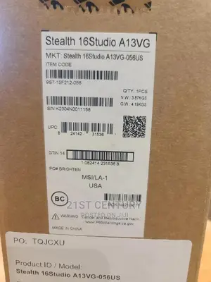 New Laptop MSI Stealth 17 Studio A13V 32GB Intel Core i7 SSD 1T