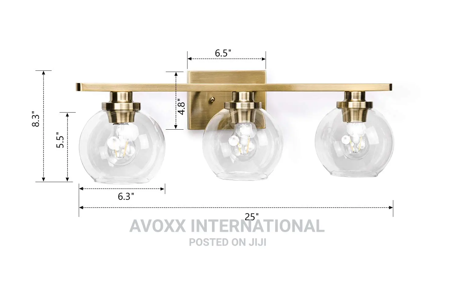 VALDIVIAN 3-Light Vaniity W/ Clear Glass Globe Shades, Brass
