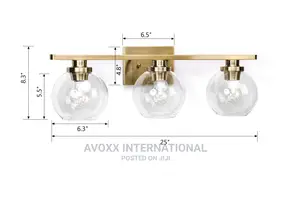 VALDIVIAN 3-Light Vaniity W/ Clear Glass Globe Shades, Brass