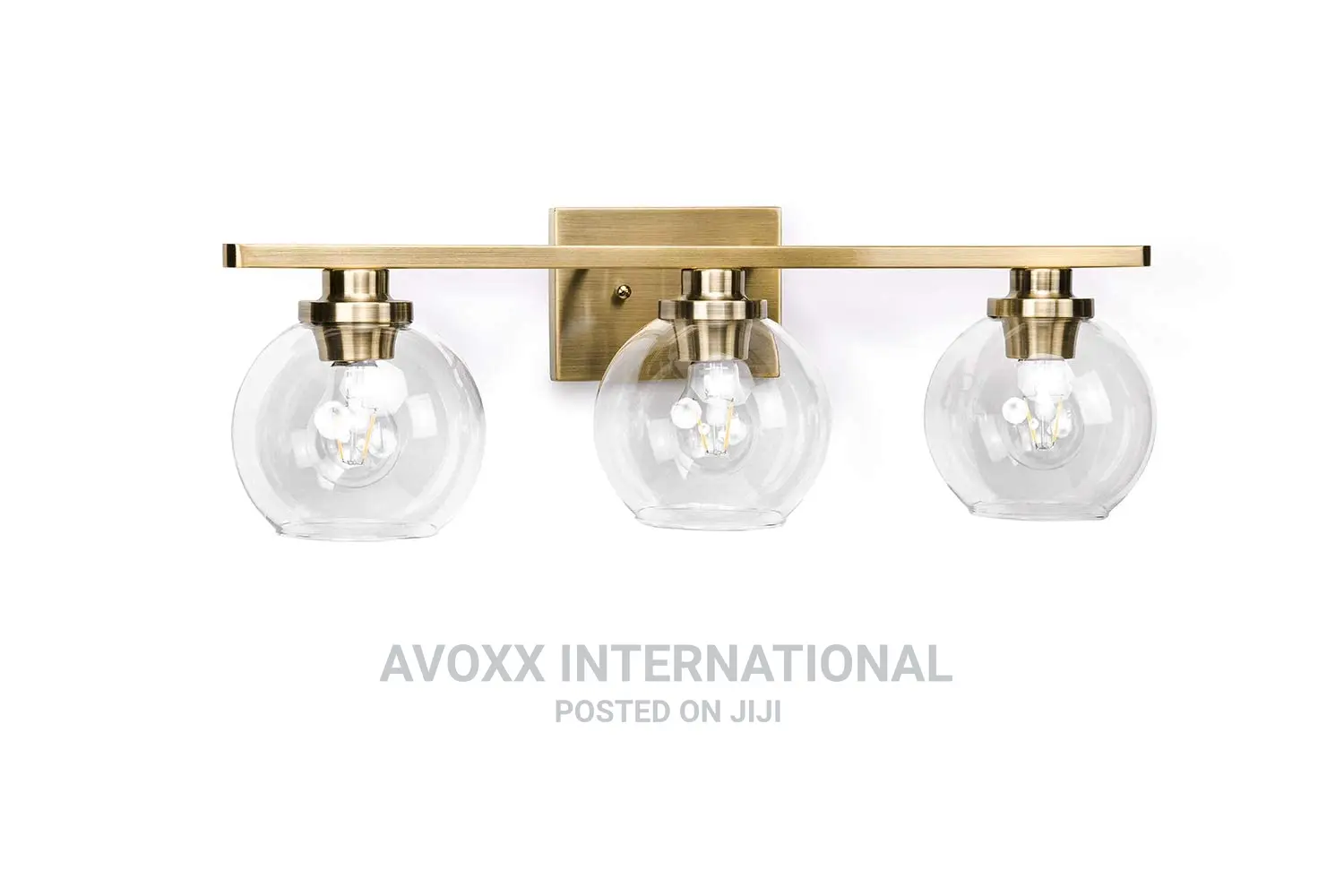 VALDIVIAN 3-Light Vaniity W/ Clear Glass Globe Shades, Brass