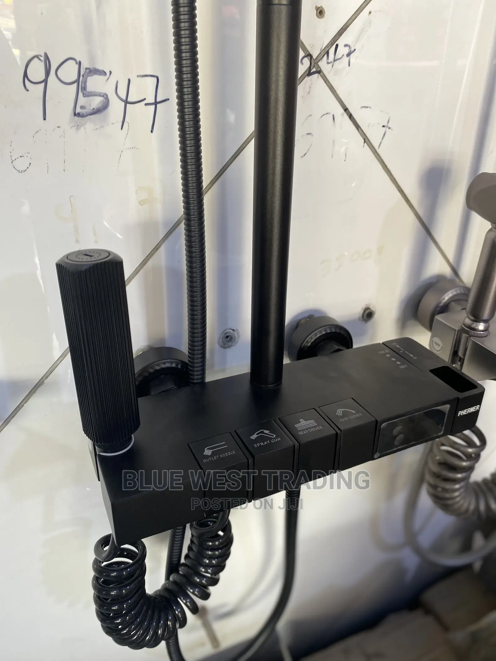 Black Shower With Temperature Indicator - Piano Style Shower