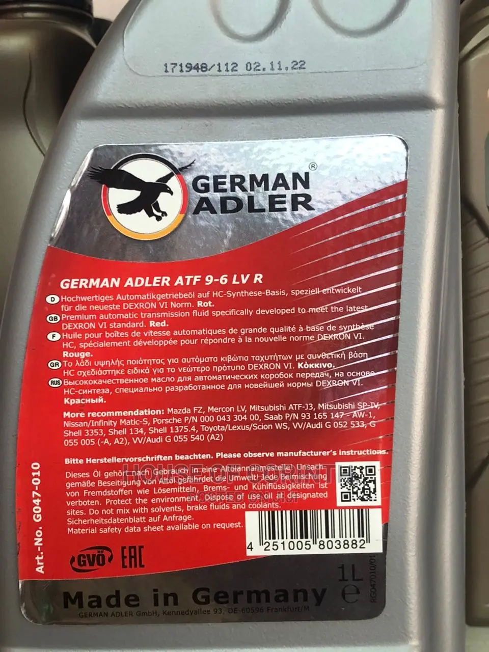 Atf Dexron6 Red - German Adler 1l