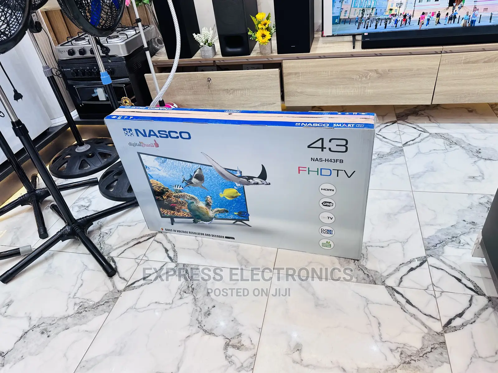 Glossy Sleek Black Nasco 43” FHD Digital NAS-H43FB