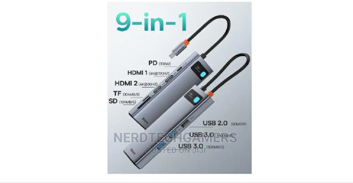 Baseus Laptop Docking Station Dual Monitor, 9 In 1 Usb C Hub