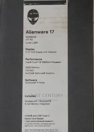 New Laptop Dell Alienware X17 R2 32GB Intel Core I9 SSD 1T