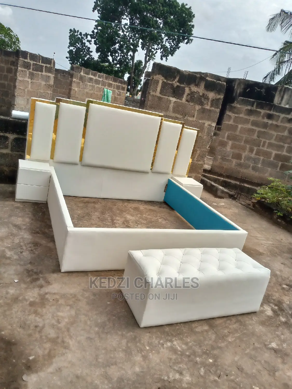Queen Size Bed Frame With Ottoman And Side Drawer