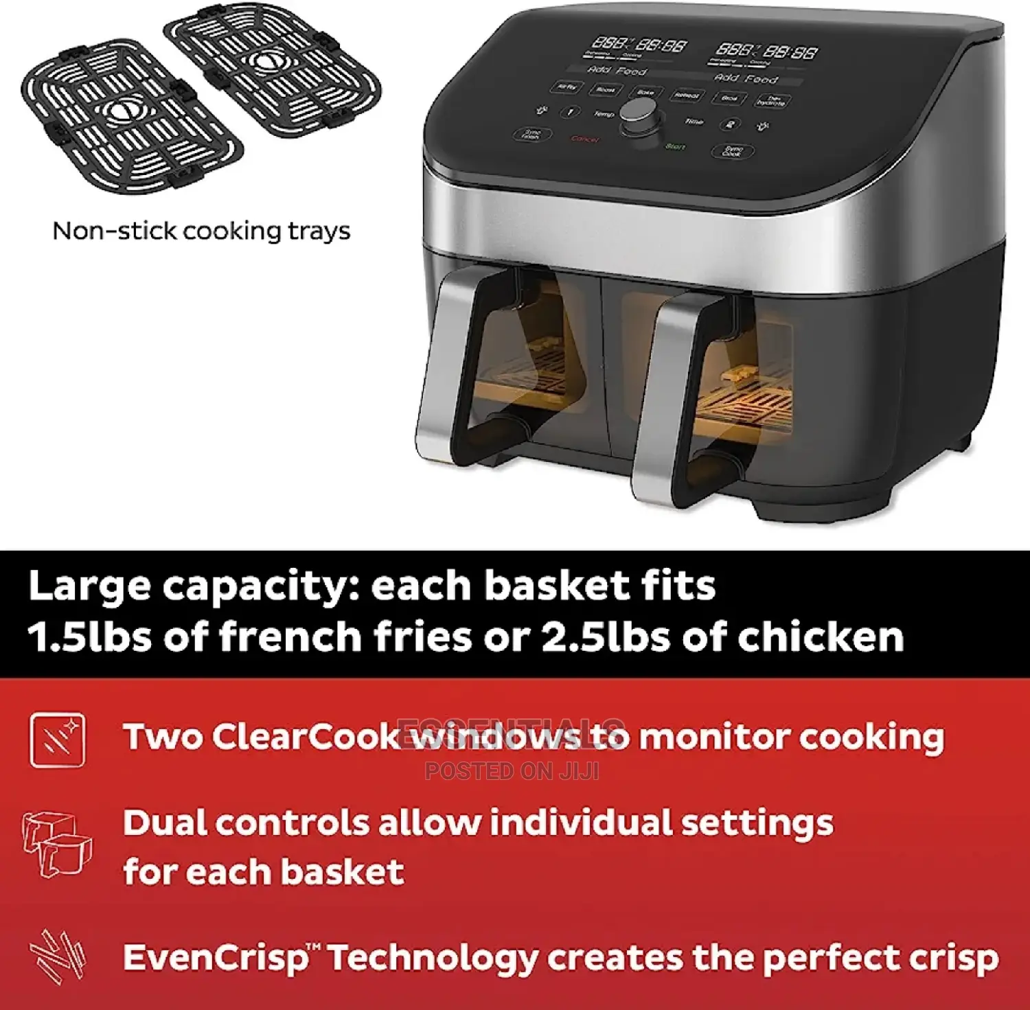 Instant Vortex Black 8-in-1 Dual Basket Air Fryer - 7.6L