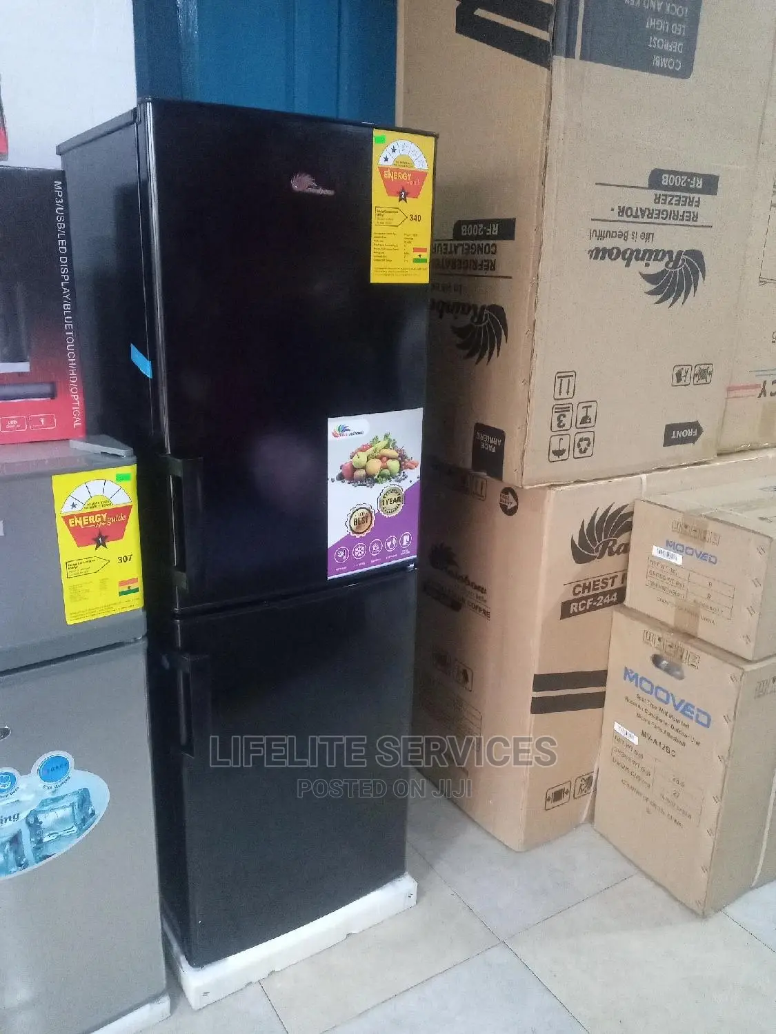 Shinny Black Fridge Rainbow 140ltrs
