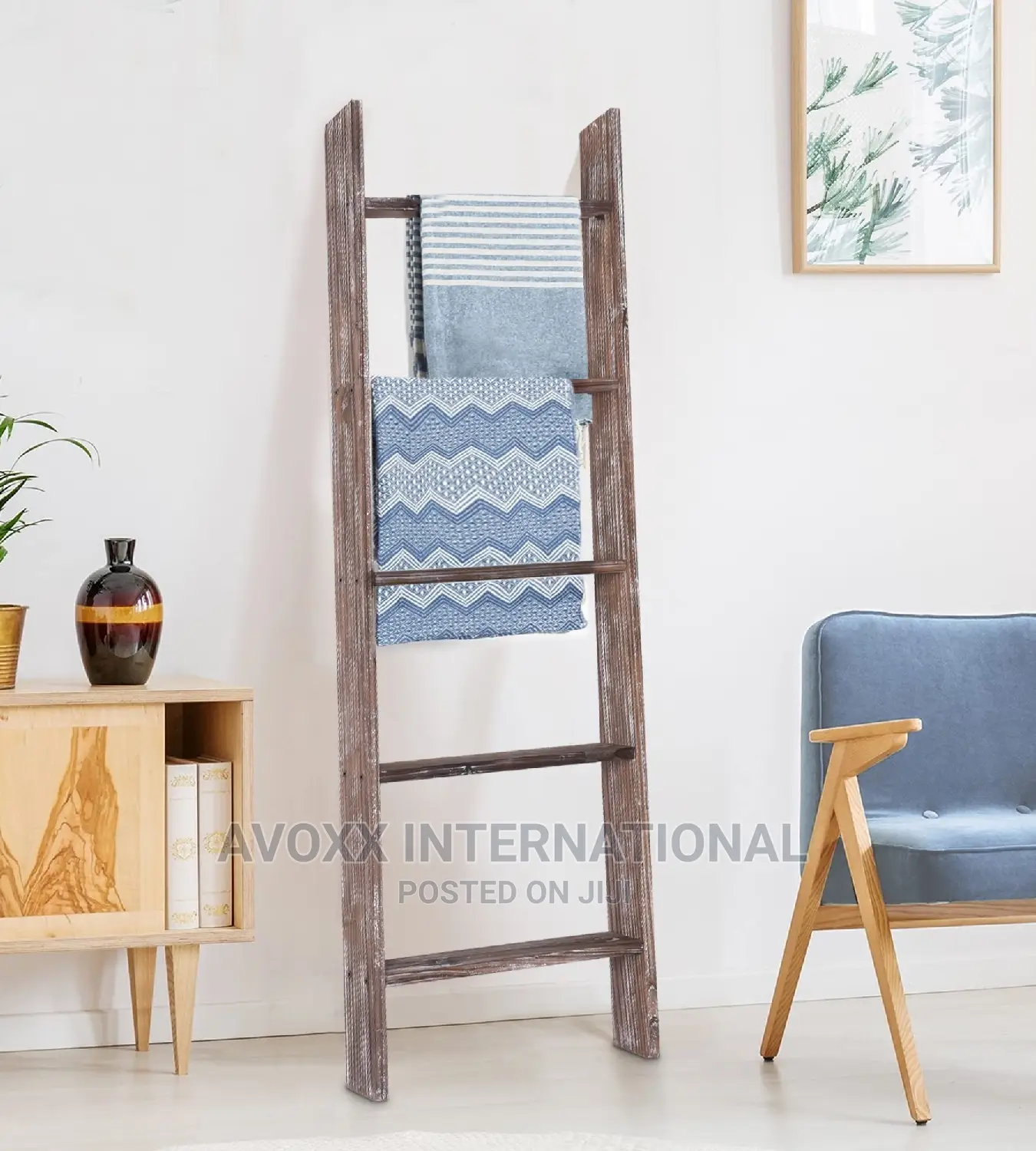 RHF 48" Blanket Ladder Rustic,Ladder Shelf,Leaning Shelf