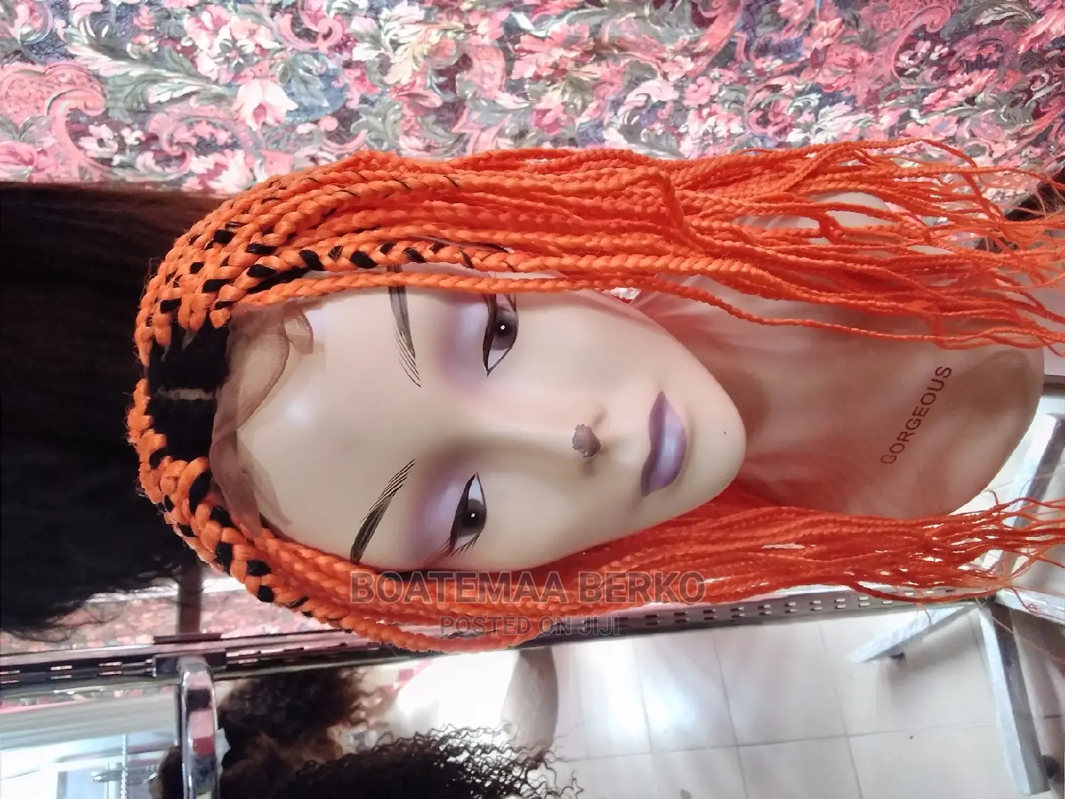 Orange Coloured Rasta Braided Wig