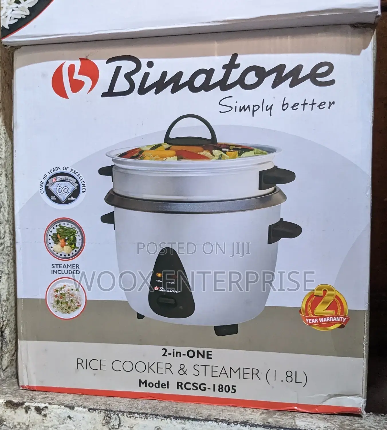 Binatone Rice Cooker/Steamer 2 in 1(1.8L)RCSG 1805