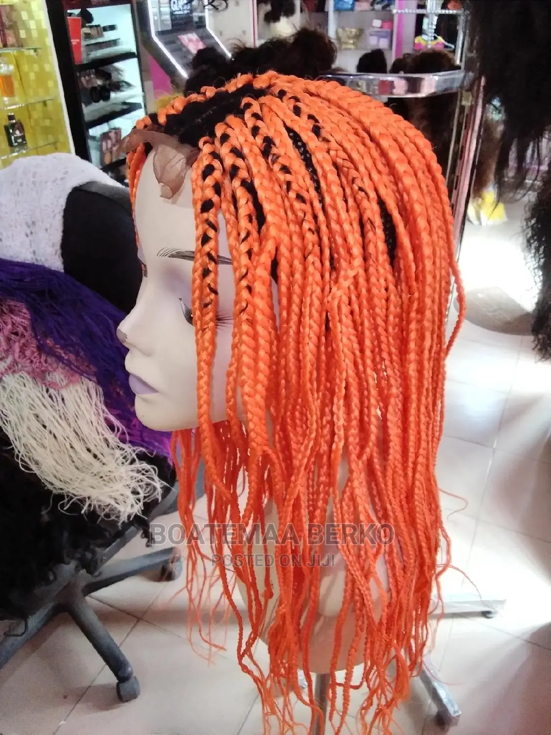 Orange Coloured Rasta Braided Wig