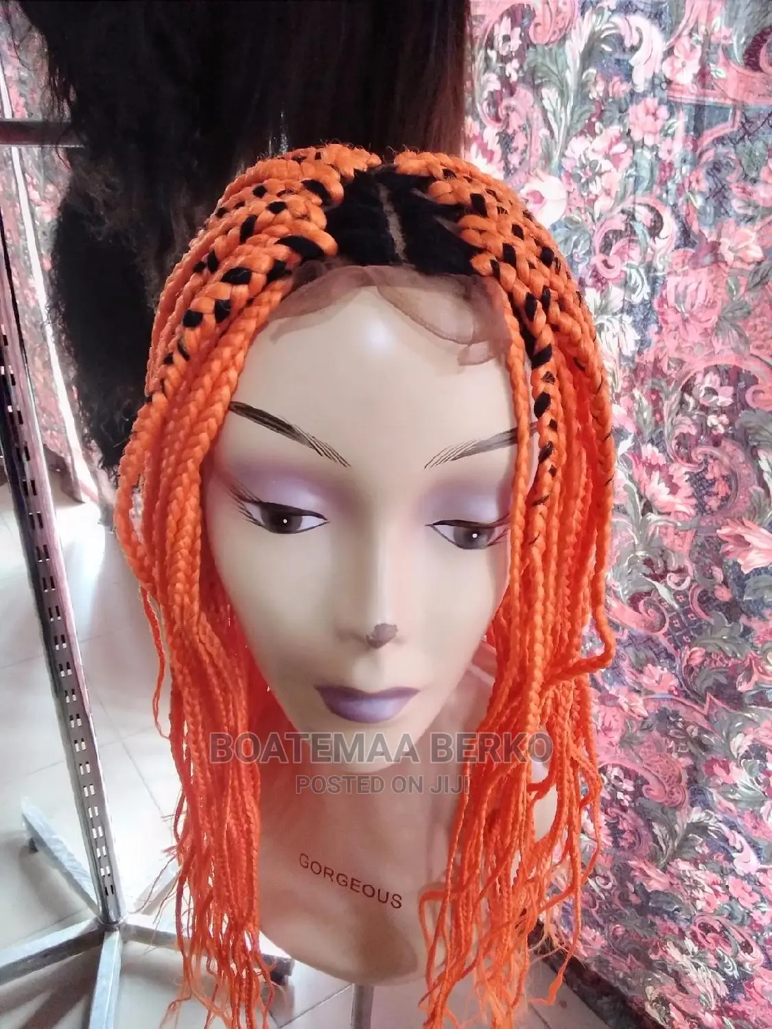 Orange Coloured Rasta Braided Wig