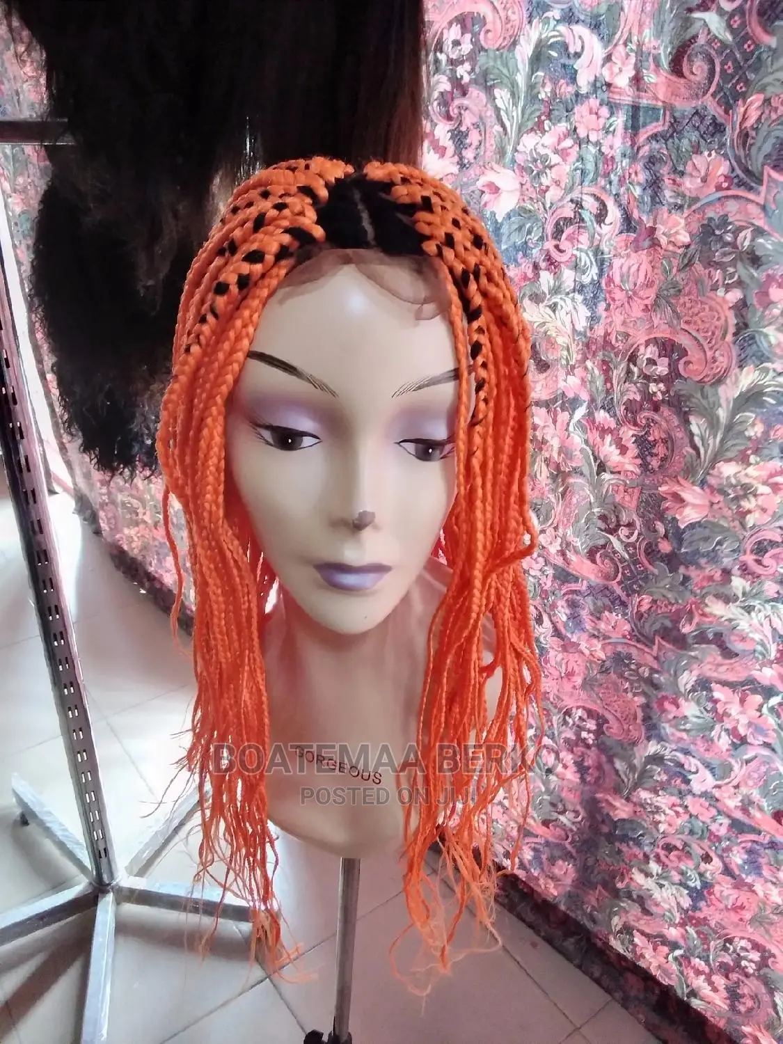 Orange Coloured Rasta Braided Wig
