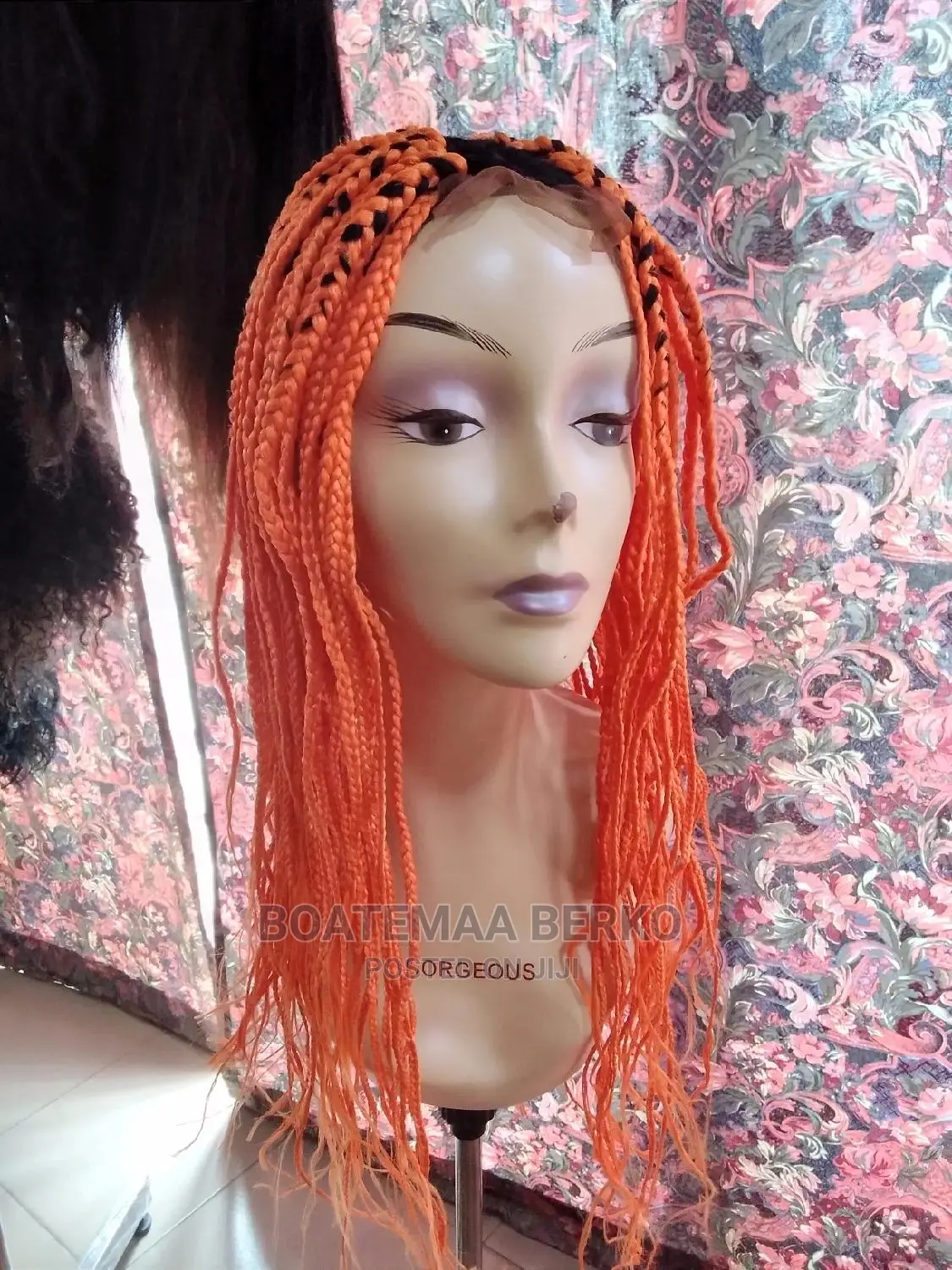 Orange Coloured Rasta Braided Wig
