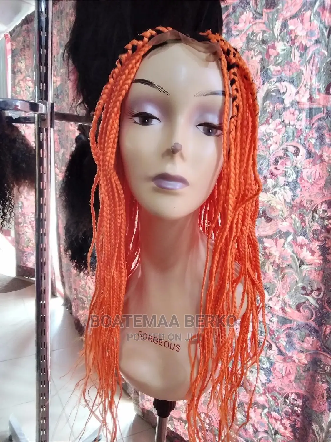 Orange Coloured Rasta Braided Wig