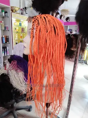 Orange Coloured Rasta Braided Wig