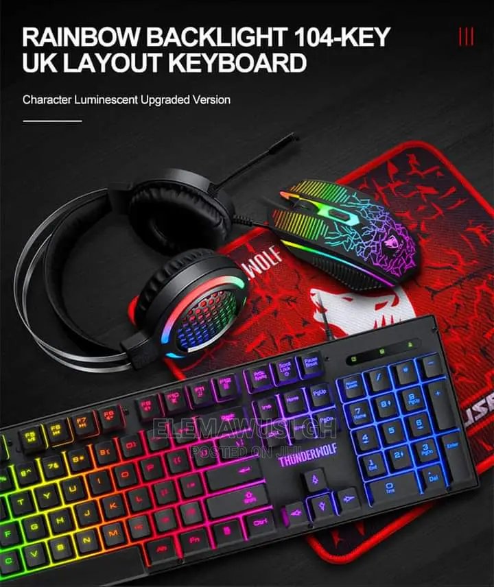 T-Wolf 4in1 Gaming Combo (Keyboard, Mouse Pad, Headset