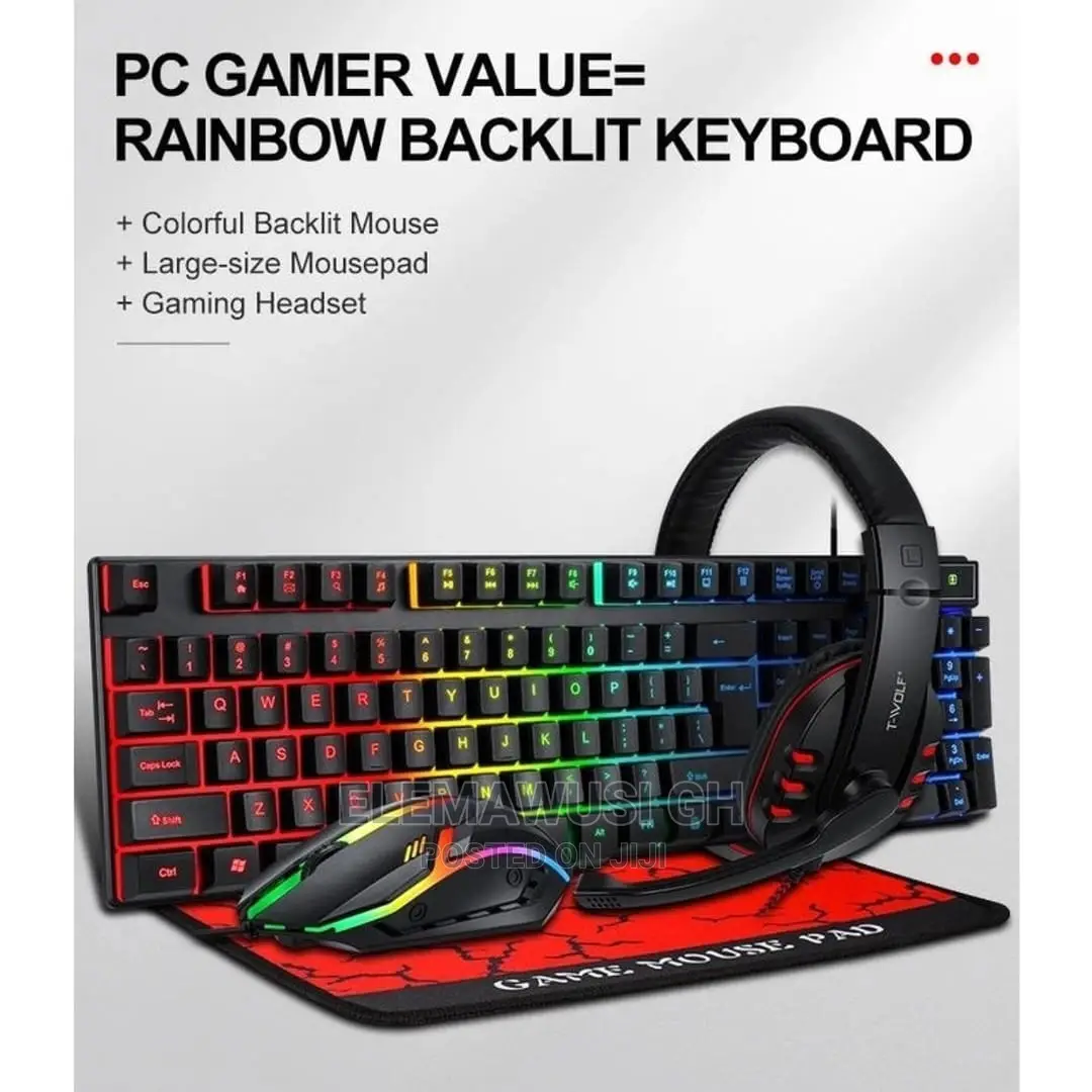 T-Wolf 4in1 Gaming Combo (Keyboard, Mouse Pad, Headset
