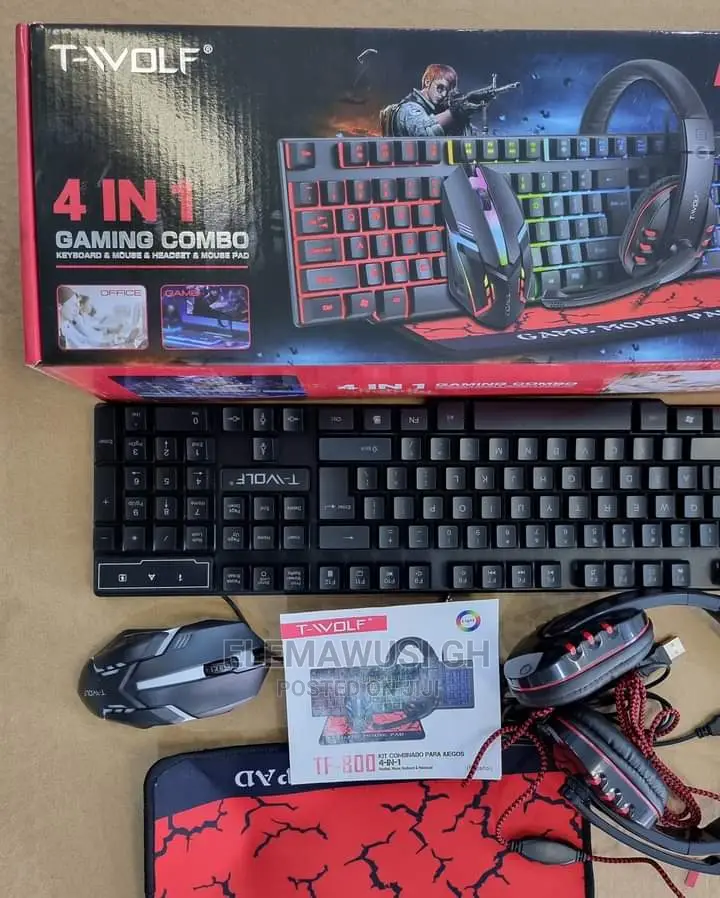 T-Wolf 4in1 Gaming Combo (Keyboard, Mouse Pad, Headset