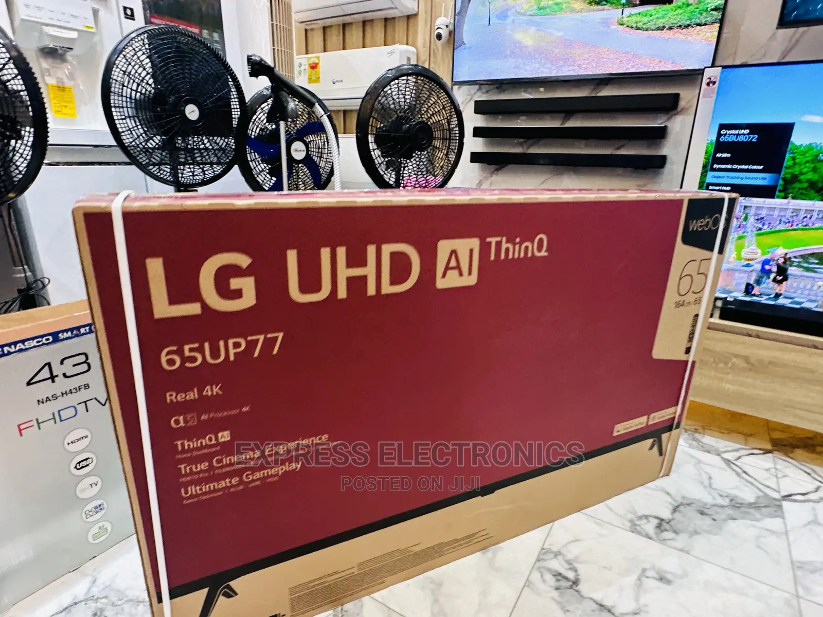 Black LG UHD Smart Up77 Series 65” Tv