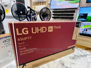 Black LG UHD Smart Up77 Series 65” Tv