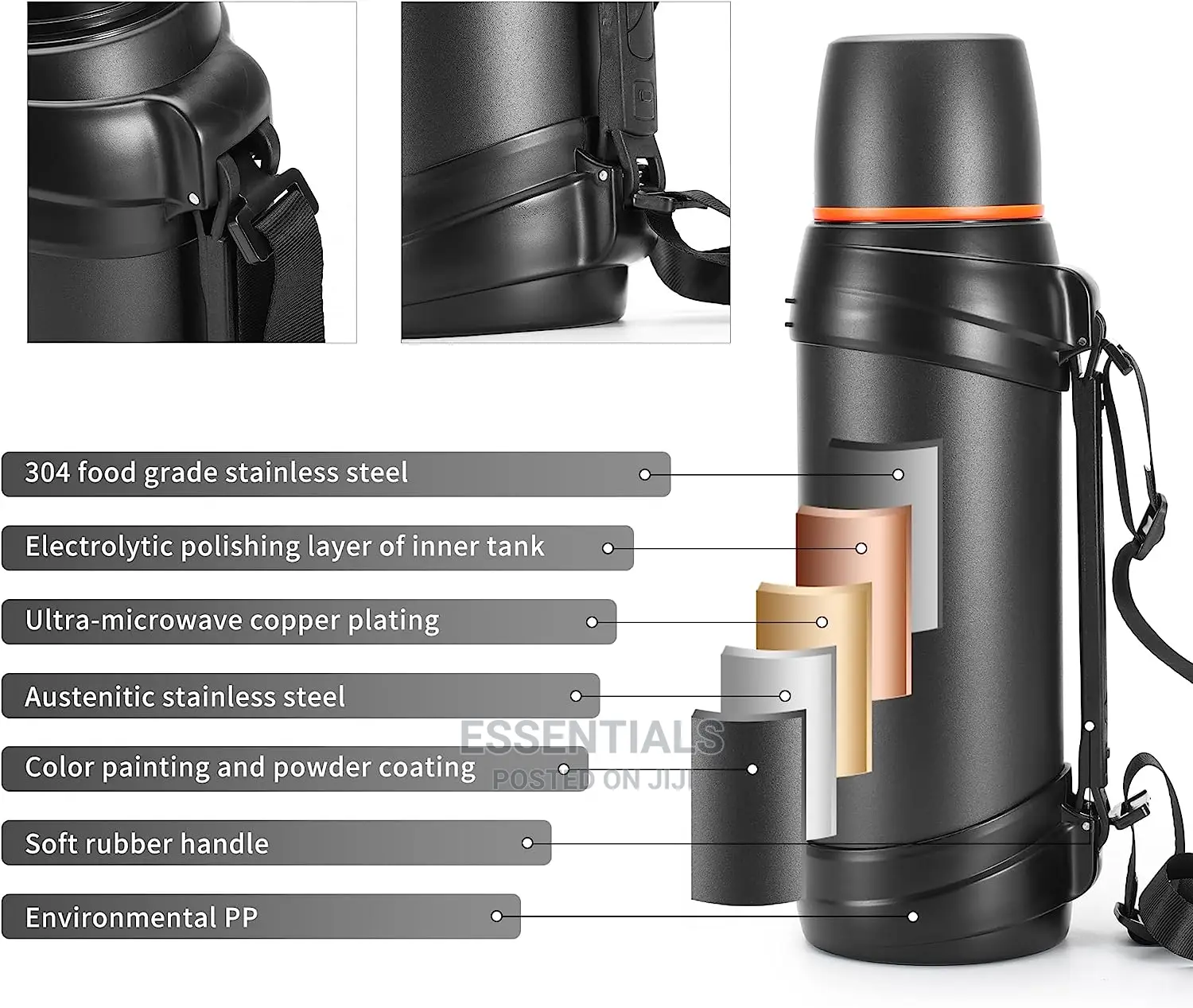 Insulated Water Jug Classic Vacuum Bottle With Plastic Cup