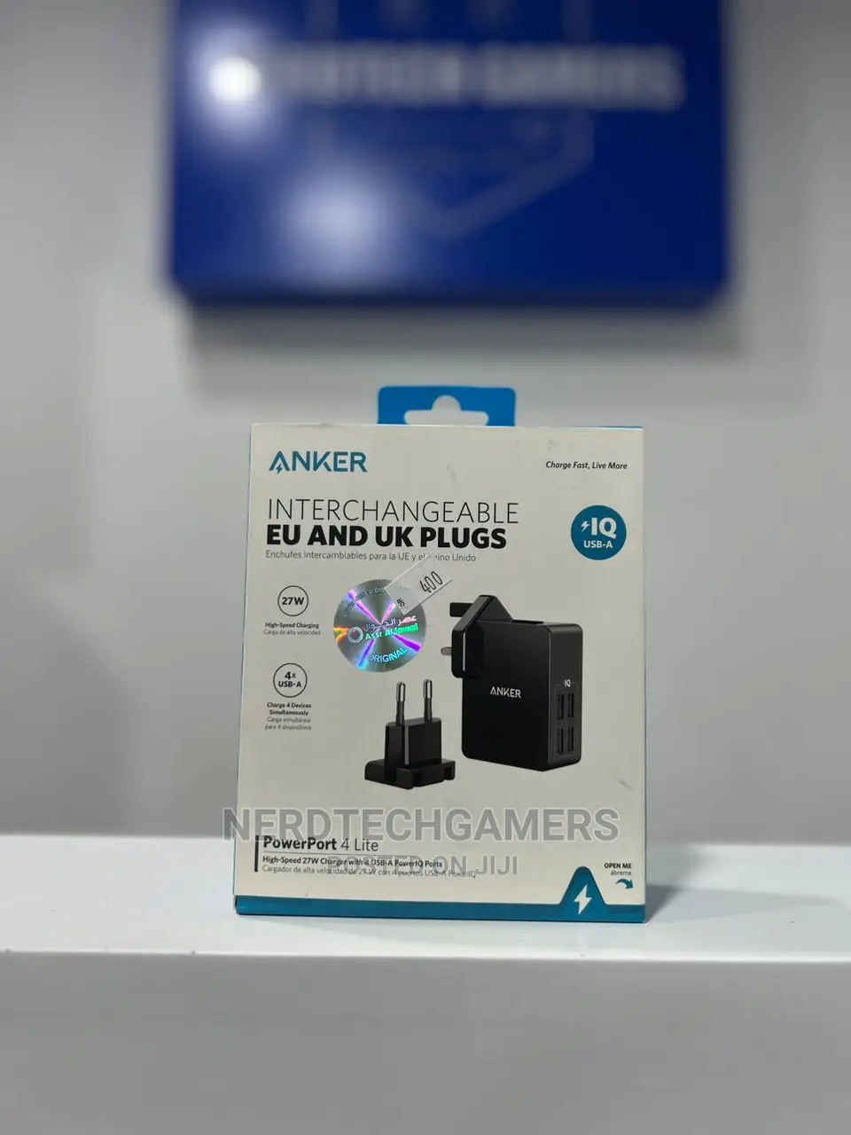 Anker Powerport 4 Lite Interchangeable EU And UK Plugs – Bla