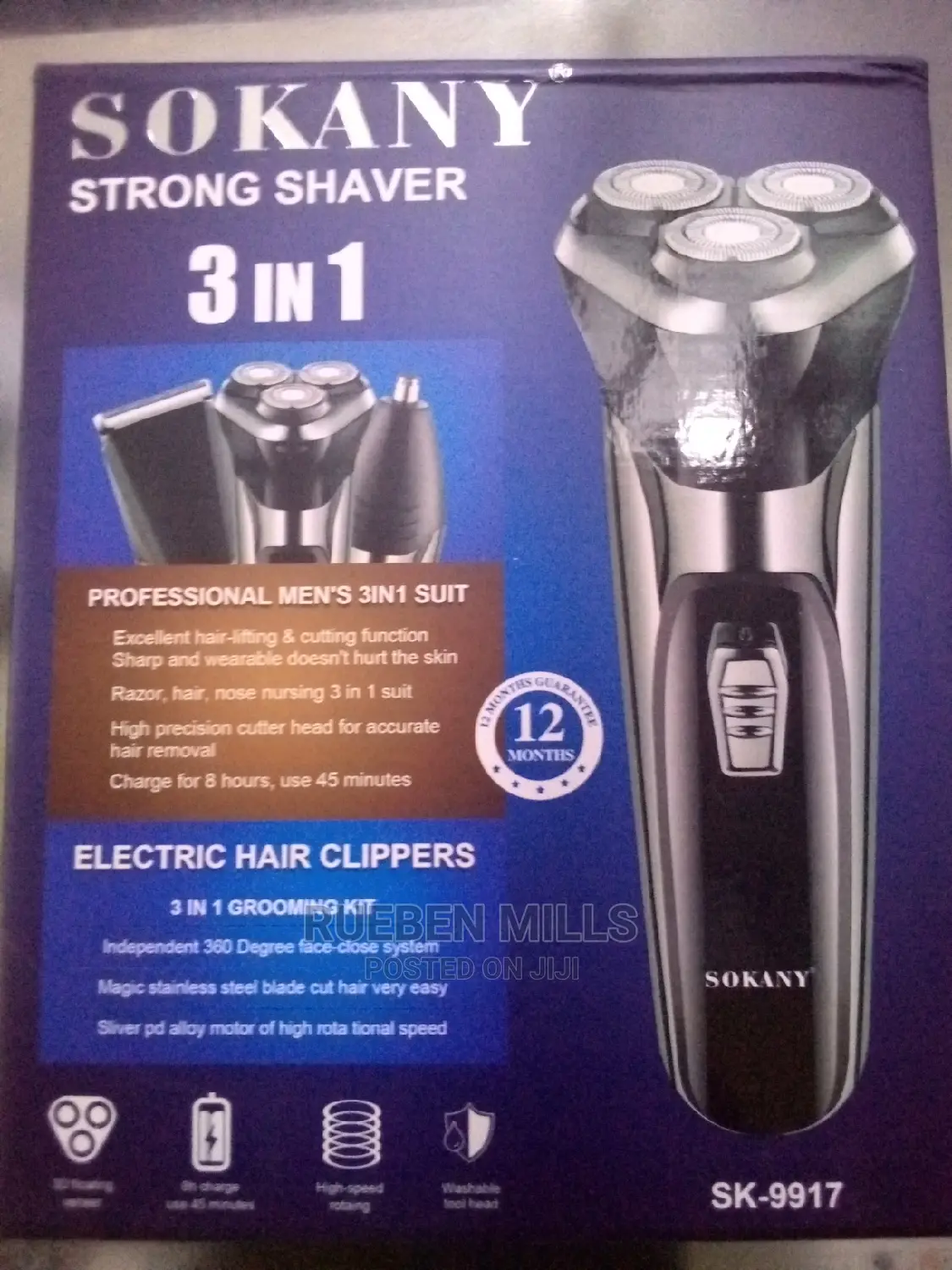 Sokany 3 in 1 Electric Hair Clipper Shaver