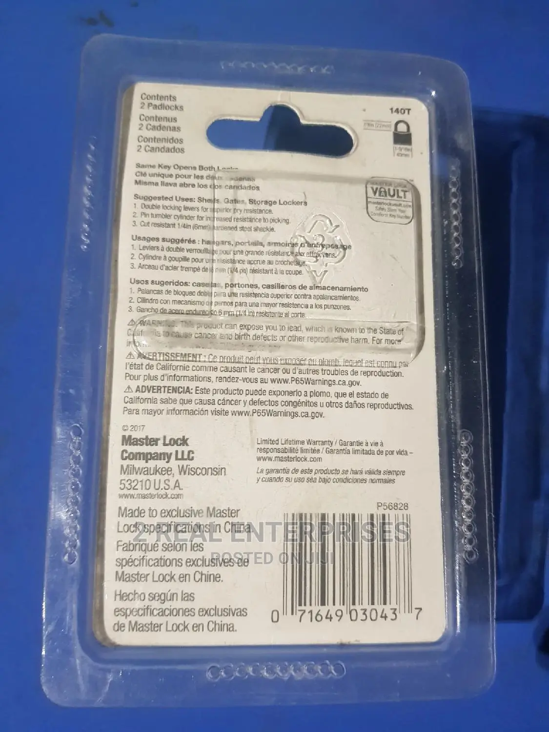 Master Lock 2 Padlocks One Key Strength 4 140t