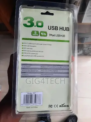 7-Port USB 3.0 Hub With Power Switches and Adapter