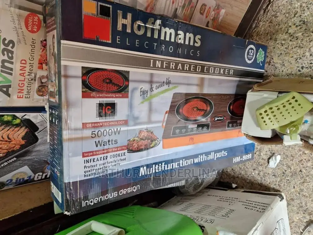 Hoffmans Double Burner Electric Cooker Hot Plate-Brown