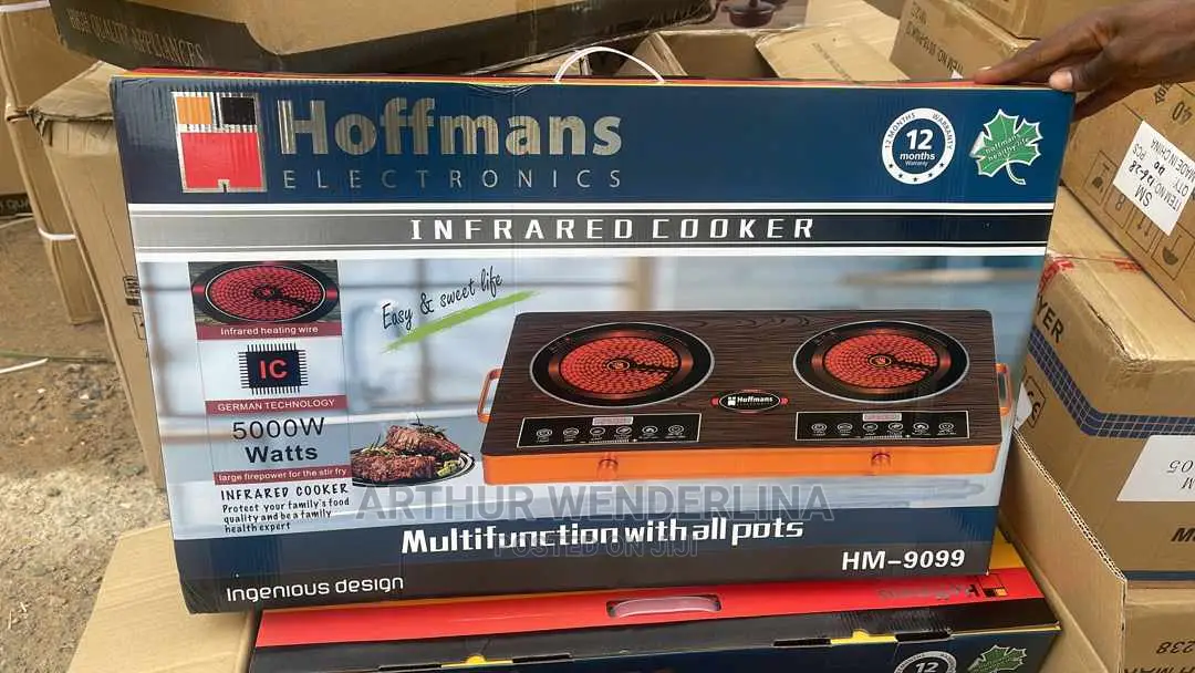 Hoffmans Double Burner Electric Cooker Hot Plate-Brown