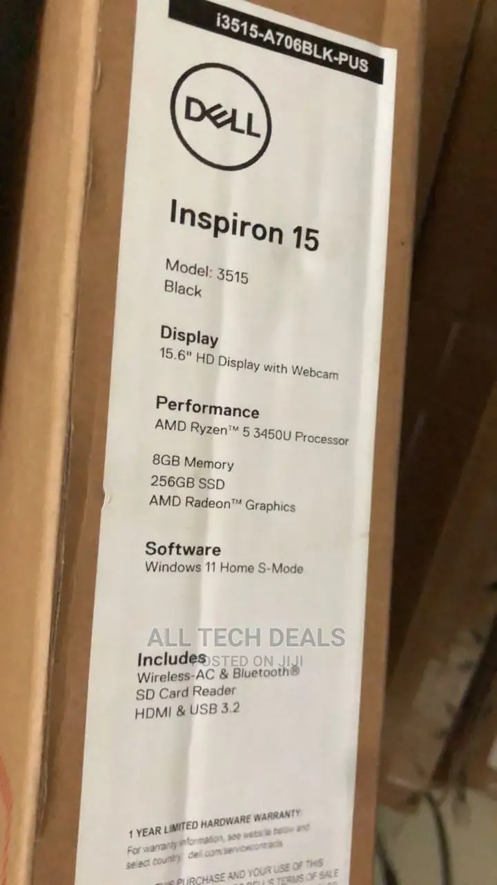 New Laptop Dell Inspiron 15 8GB AMD Ryzen 5 SSD 256GB